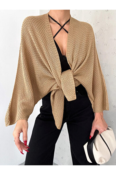 sportiness Жіночий кардиган з рукавами у вигляді крил кажана, з рифленим візе...