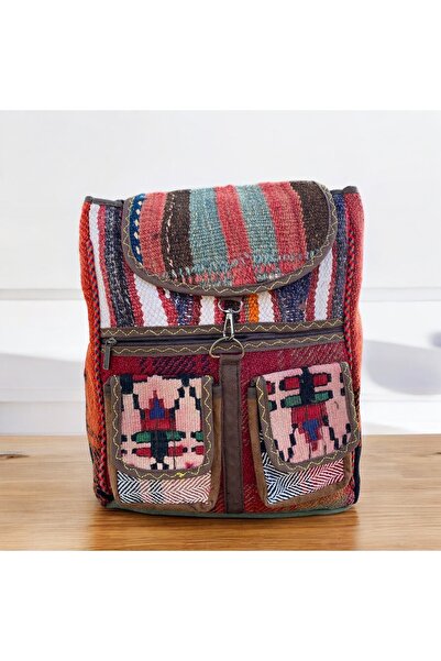 MODA Etnik kilim desenli büyük boy sırt çantası