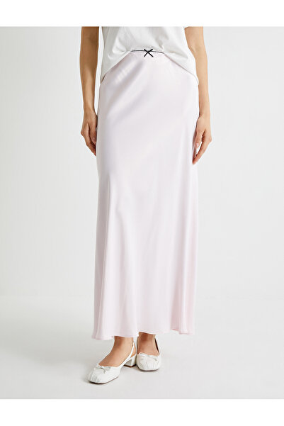 Koton Uzun Saten Çan Etek Fiyonk Detaylı