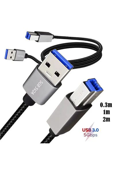 Choice كابل بيانات طابعة USB 3.0 عالي السرعة بطول 0.3 متر من النوع A ذكر إلى النوع B ذكر، منفذ مربع من نوع Am/bm، حافظة القرص الصلب المحمول D