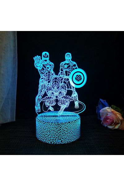 Hot Toys Black Crackle Base 7 colors no remote Hot Spider-Man 3D LED night light Remote control and touch 16