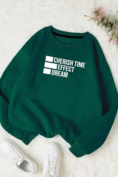 Moda Glo Βαμβακερό φούτερ Unisex Cherish Time Crew Neck