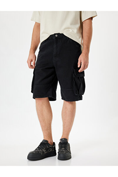 Koton Kargo Kot Şort Bermuda Bol Kalıp Cep Detaylı Pamuklu