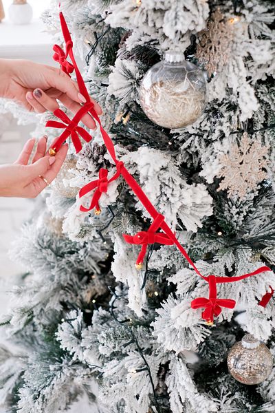 Partifabrik Gold Bell Bow - Chain Model Christmas Ornament 100cm, New Year's Rack Ribbon Tree Wall