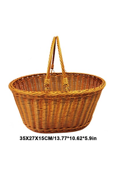 Choice B Outdoor Picnic Storage Container With Handle Lightweight Imitation Rattan Storage Basket Garden H.