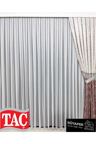 Taç Grek Bulleted Plain Tulle Curtain - Dreamer, Thin Pile1/3