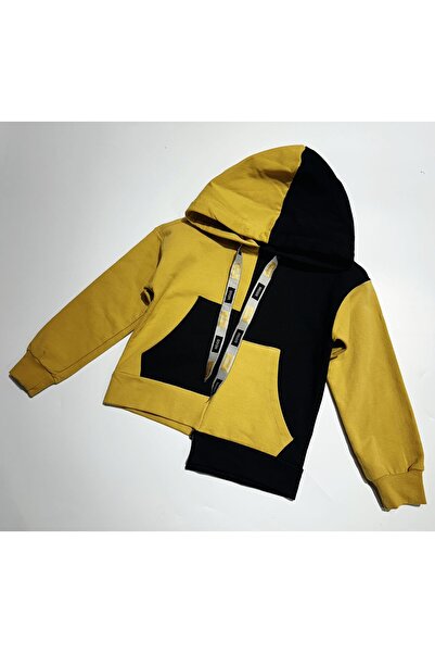 BOBBY JR KİDSWEAR Swea pentru băieți tricou Asimetric croială cu glugă Negru ...