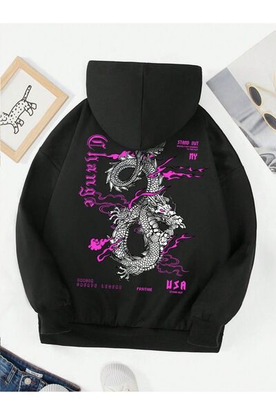 Moda Glo Hanorac unisex cu imprimeu șarpe