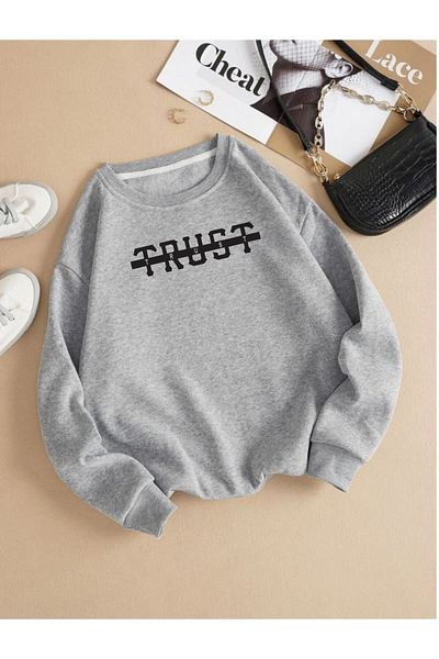 Moda Glo Βαμβακερό φούτερ Unisex Trust Printed Crew Neck