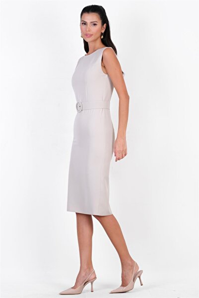 Spazio Pacifici Kulplu Kemerli Elbise TAŞ