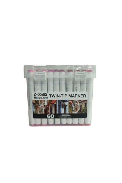 Timon TMN 593078 Z-COLORS ART DRAW DESING ÇİFT UÇLU MARKER SAPLI PVC KUTU 60 RENK