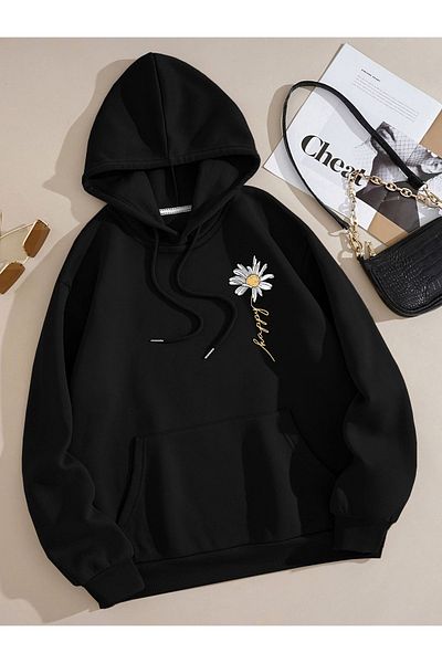 Moda Glo Black Unisex Smiling Face Printed Sweatshirt