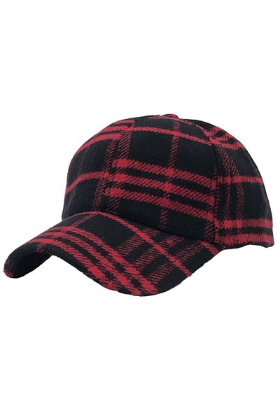 AXE SPORTSWEAR Winter Plaid Pattern Back Adjustable Velcro Stamp Fabric Cap Baseball Cap Hat