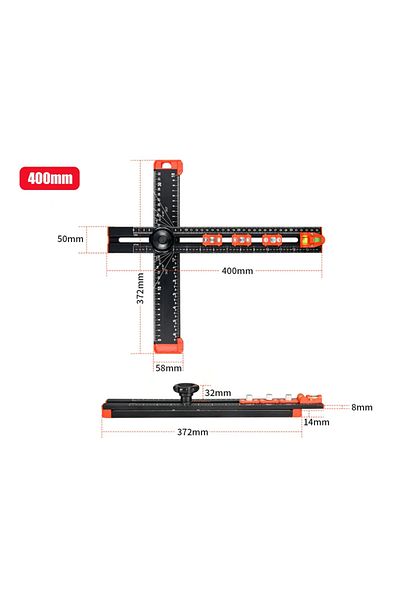 KPXIN 1pcs Black 2 In 1 Drilling Positioning Ruler Combination Angle Ruler T-shaped Ruler Cabinet Hardware