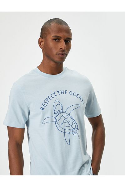 Koton Crew Neck Slogan nyomott pamut póló