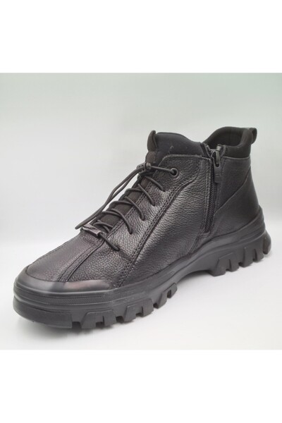 Greyder 18020 Siyah Hakiki Deri Erkek Fermuarlı Urban Casual Bot