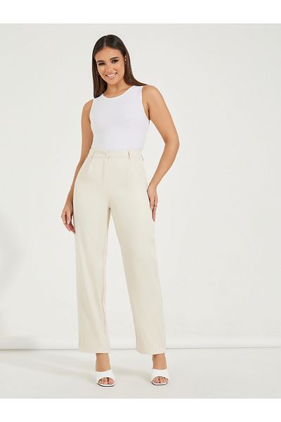 Styli Tapered Twill Pants with Belt Loops
