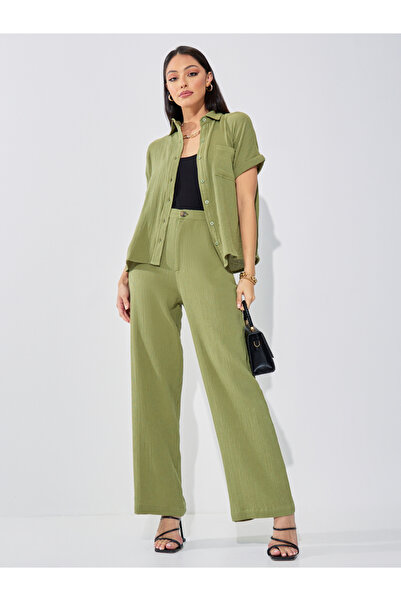 Styli بنطلون واسع الساق مرتفع الارتفاع