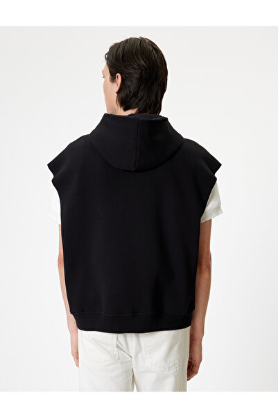 Koton Oversize Kolsuz Sweatshirt Kapşonlu Kanguru Cepli Baskılı Pamuklu Şardonlu