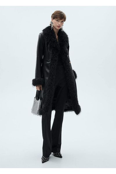 MANGO Woman Reversible fur look overcoat