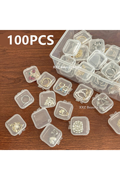 Choice 100 قطعة 10/50/100/500 قطعة منظم صندوق مجوهرات بلاستيكي شفاف مربع مع ف...