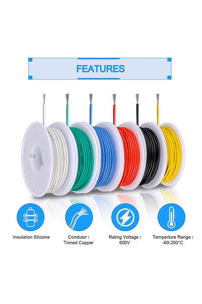 Choice 128 Awg 60m 6-color Tinned Copper Silicone Wire Kit For Diy Electrical/car Use