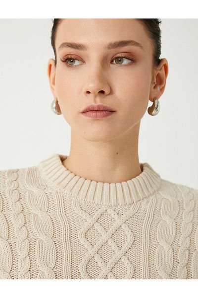 Koton Crew Neck Long Sleeve Hair Knit Sweater