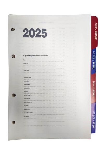 3D 2025 Agenda Organizer Refill 4 Rings