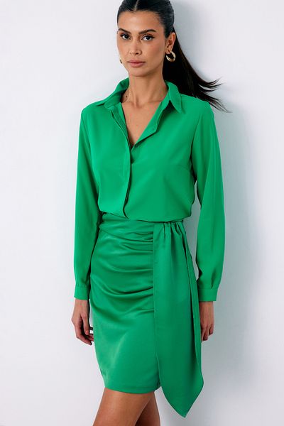 Sateen Cămașă clasică simplă - verde