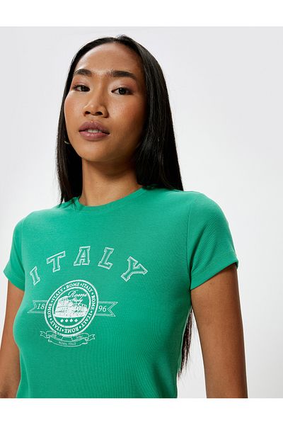 Koton Tricou imprimat cu maneci scurte cu decolteu
