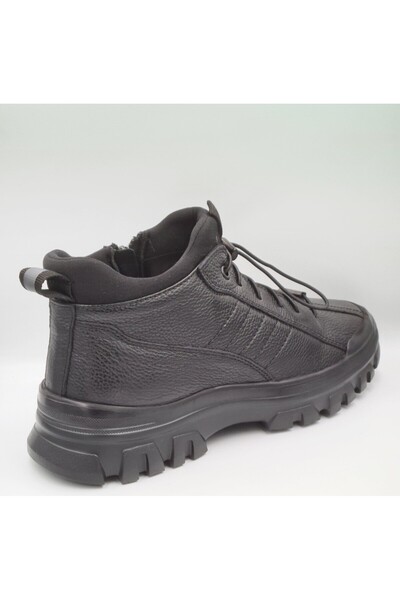 Greyder 18020 Siyah Hakiki Deri Erkek Fermuarlı Urban Casual Bot