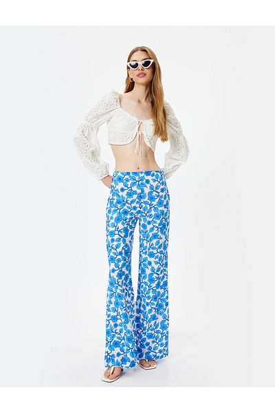 Koton Viscose Standard Waist Wide Leg Floral Trousers