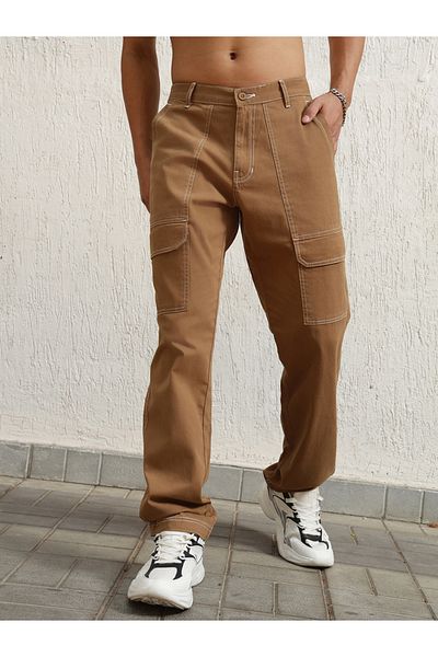 Hubberholme By Styli Relaxed Fit Cargo Pants with Contrast Stitch Detail
