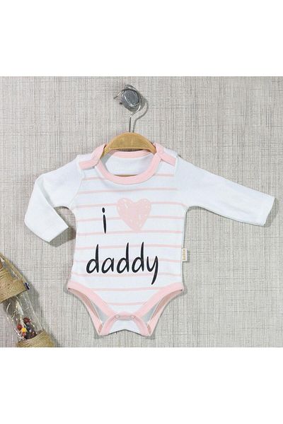 TRENDİMİZBİR Daddy Heart Printed Snap Baby Bodysuit