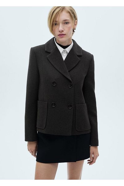MANGO Woman Zweireihiger Wollmantel