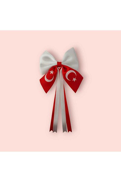 Minvallife Turkish Flag Satin Ribbon 7 cm Automatic Metal Clip Bow Buckle