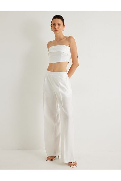 Koton X Melis Ağazat - Crop Strapless Bustier with Fold Detail Slim Fit