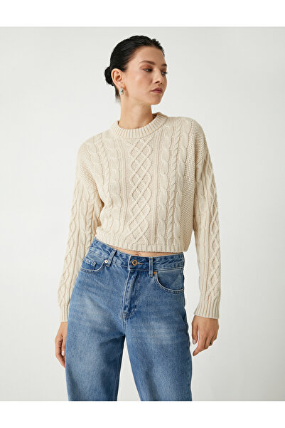 Koton Crew Neck hosszú ujjú haj kötött pulóver