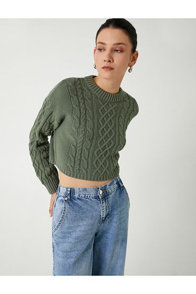 Koton Crew Neck Long Sleeve Hair Knit Sweater