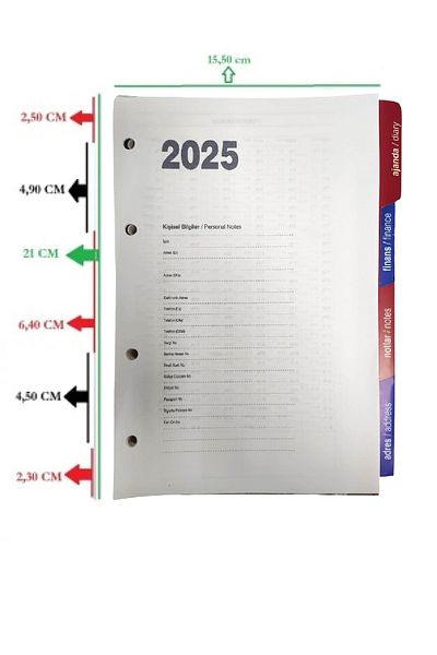 3D 2025 Agenda Organizer Refill 4 Rings