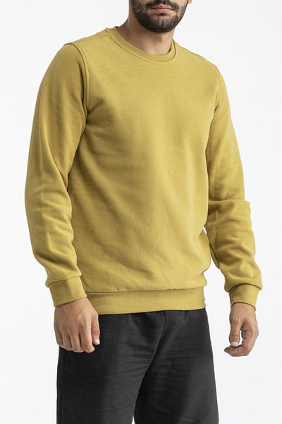Qwerty Men's Crew Neck Velvet Fabric Sweatshirt