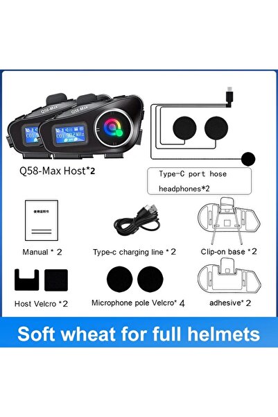 Choice 2PCS Soft Mic Q58-MAX Motorcycle Helmet Bluetooth Headset Intercom LED...