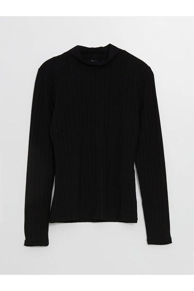 LC Waikiki Lcwaikiki Basic New Black Stand Collar Solid Long Sleeve Women's Bodysuit