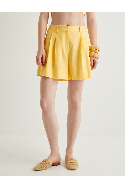 Koton X Melis Ağazat - Keten Karışımlı Pileli Şort