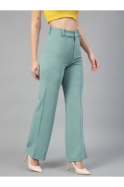 Kotty By Styli Pintuck Detail High Rise Straight Leg Trousers