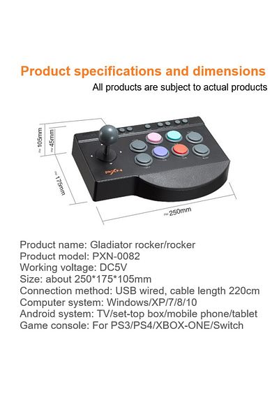 SZJN Pxn 0082 Street Fighter Joystick Controller For Pc Ps4/ps3/xbox One/switch/android Tv Arcade Fightin