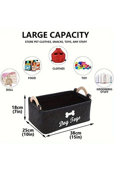 Choice M Felt Pet Toy Box, Dog Toy Box, Storage Basket Box - Perfect For Organizing Pets