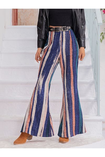 Russty Dustty By Styli High Rise Multi Striped Flared Pants