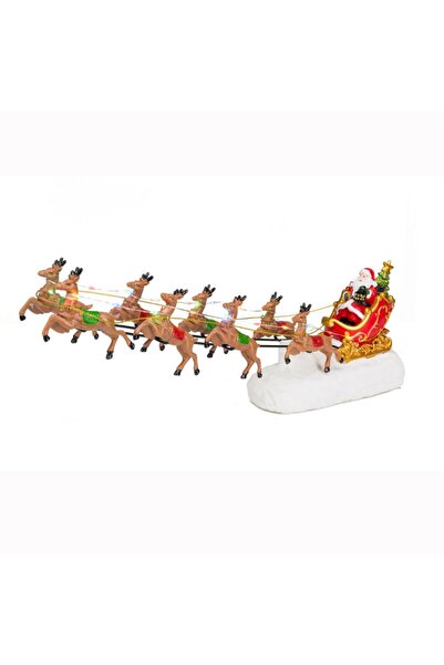 Choice Christmas village decoration accessory santa's sleigh and reindeer led light holiday home indoor ...