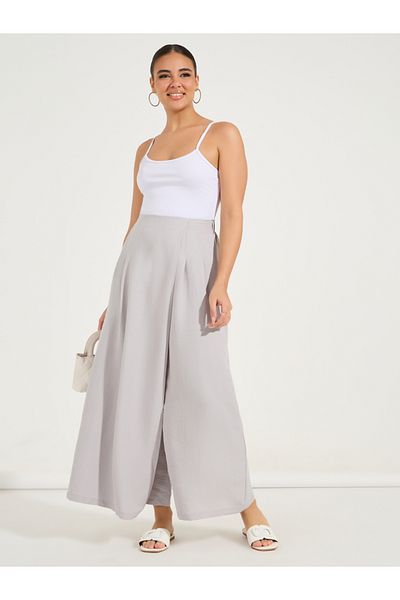 Styli Overlay Detail Wide Leg Pants